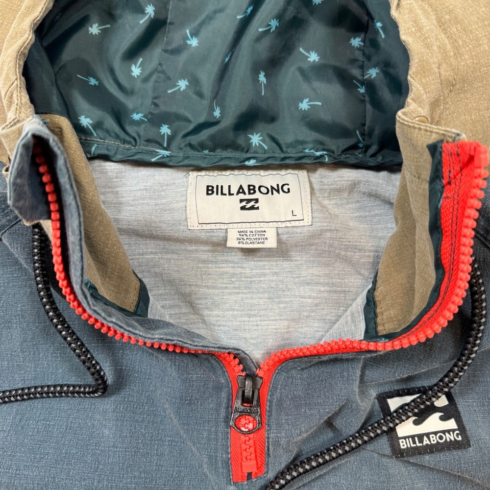 Billabong Mens Colorblock Half Zip Hooded Anorak Jacket Surf Y2K Style L - Picture 3 of 7